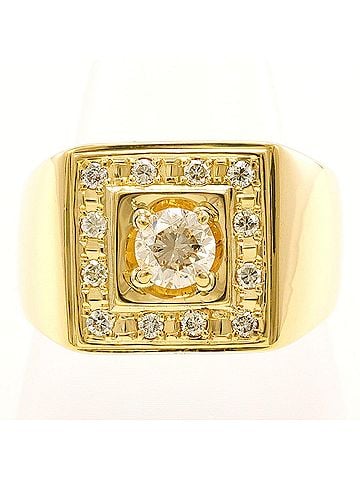 Unbranded 18K (18-karat) Yellow Gold Ring with Diamonds: 0.627ct and 0.24ct. Includes appraisal certificate. Total weight: 21.4g. Jewelry. (view 1)