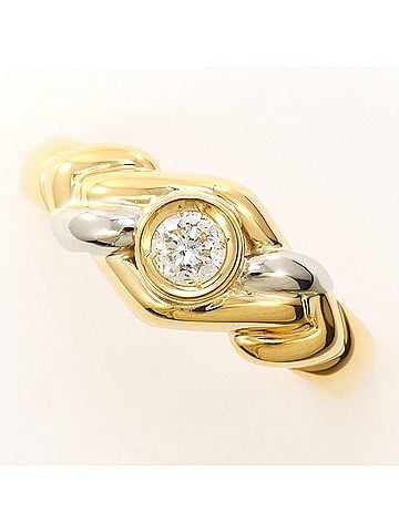 Unbranded PT900 Platinum 18K Yellow Gold Ring with 0.14 ct Diamond, Total Weight 2.6g, Jewelry (view 1)