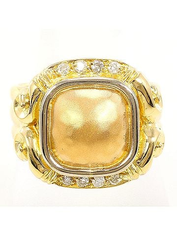 Unbranded 18K (18-karat) yellow gold ring with diamond (carat weight not stamped), total 10.8g, jewelry. (view 1)