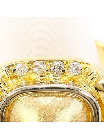 Unbranded 18K (18-karat) yellow gold ring with diamond (carat weight not stamped), total 10.8g, jewelry. (view 2)