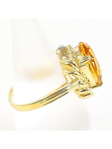 Unbranded PT900 Platinum 18K Yellow Gold Ring with Citrine and Diamond (carat weight not stamped), Total Weight 4.5g, Jewelry (view 2)
