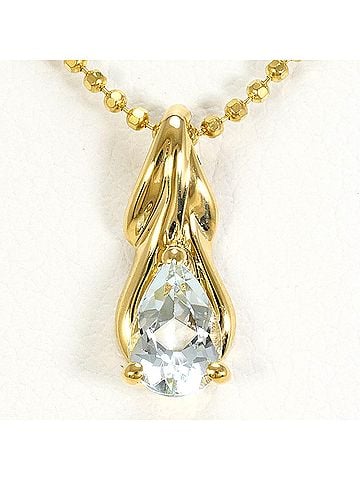 Unbranded 18K (18-karat) Yellow Gold Necklace with Aquamarine, Total Weight 2.3g, 42cm, Jewelry (view 1)