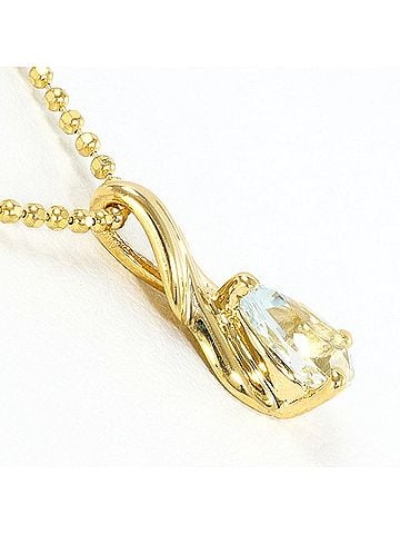 Unbranded 18K (18-karat) Yellow Gold Necklace with Aquamarine, Total Weight 2.3g, 42cm, Jewelry (view 2)