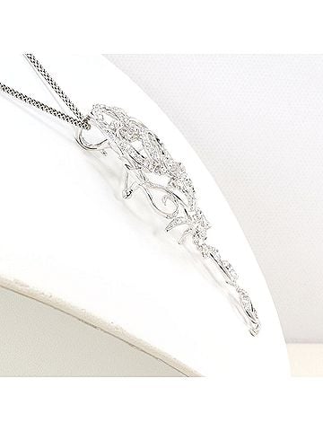 Unbranded 18K White Gold Necklace Brooch with 2.59 ct Diamond, Certificate of Authenticity, Approx. 61cm Length, Total Weight 27.7g, Jewelry (view 2)