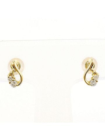 Unbranded 18K (18-karat) Yellow Gold (YG) Earrings with 0.05 ct Diamonds, Total Weight 0.7g, Jewelry (view 1)