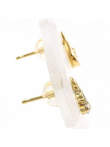 Unbranded 18K (18-karat) Yellow Gold (YG) Earrings with 0.05 ct Diamonds, Total Weight 0.7g, Jewelry (view 2)