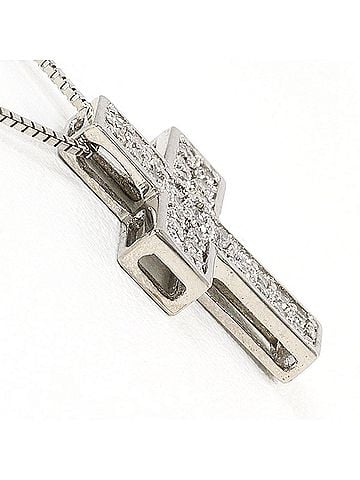 Unbranded 18K (18-karat white gold) necklace with 0.25ct diamond, total weight 3.8g, 45cm length. Jewelry. (view 2)