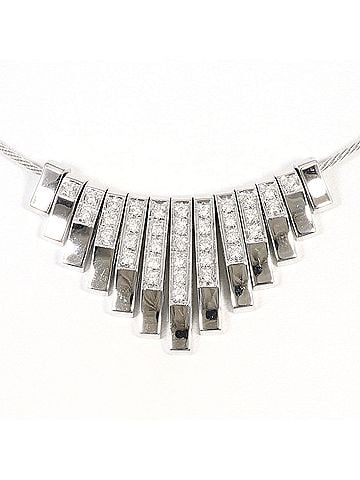Unbranded 18K (18-karat white gold) necklace with 0.74ct diamond, total weight 17.9g, 39cm length. Jewelry. (view 1)