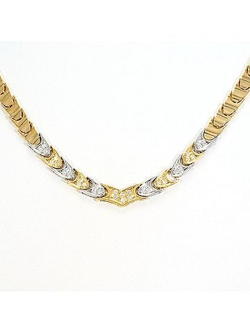 Unbranded PT850 Platinum 18K Yellow Gold Necklace with 0.40ct Diamond, Total Weight 33.0g, 42cm Length, Jewelry (view 1)