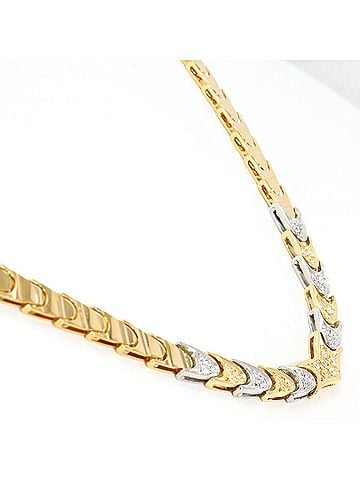 Unbranded PT850 Platinum 18K Yellow Gold Necklace with 0.40ct Diamond, Total Weight 33.0g, 42cm Length, Jewelry (view 2)