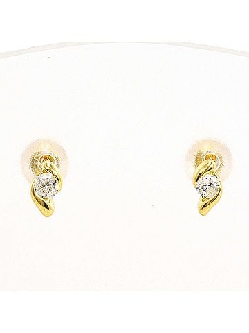 Unbranded 18K (18-karat) Yellow Gold (YG) Earrings with 0.05ct Diamonds, Total Weight 0.5g, Jewelry (view 1)