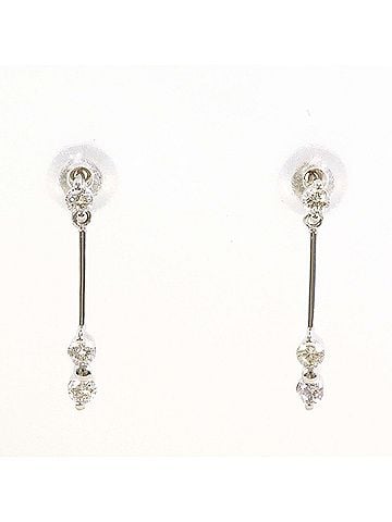 Unbranded 18K (18-karat white gold) earrings with 0.10ct diamonds, total weight 0.7g, jewelry. (view 1)