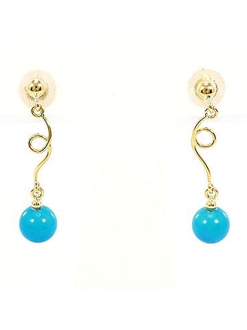 Unbranded 18K (18-karat) Yellow Gold (YG) Earrings with Turquoise, Total Weight 0.8g, Jewelry (view 1)
