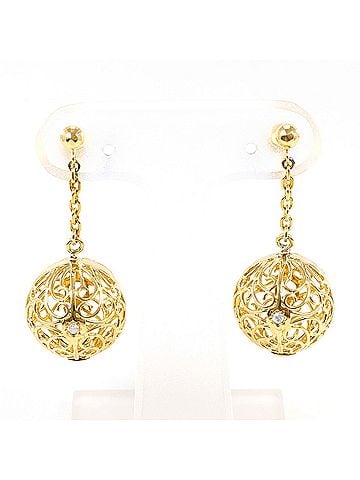 Unbranded 18K (18-karat) Yellow Gold Earrings with 0.023ct Diamonds, Certificate of Authenticity, Total Weight 8.6g, Jewelry (view 1)