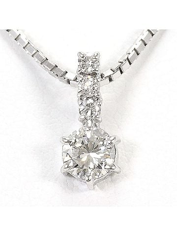 Unbranded PT900 Platinum 18K White Gold Necklace with 0.28ct Diamond and 0.06ct (VS2 clarity, certified), Total Weight 4.5g, 45cm Length, Jewelry (view 1)