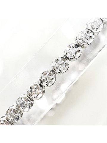 Unbranded 18K (18-karat white gold) bracelet with diamonds (carat weight not stamped), total 6.3g, 19cm length, jewelry. (view 2)