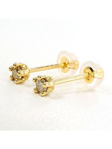 Unbranded 18K (18-karat) yellow gold earrings with 0.09mm diamonds (x2), total weight approximately 0.5g. Jewelry. (view 1)