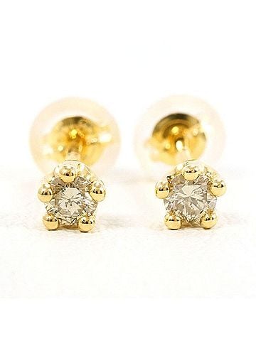 Unbranded 18K (18-karat) yellow gold earrings with 0.09mm diamonds (x2), total weight approximately 0.5g. Jewelry. (view 2)