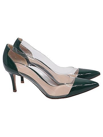 Gianvito Rossi Gianvito Rossi Plexi Pumps in Green PVC and Patent Leather  (view 1)