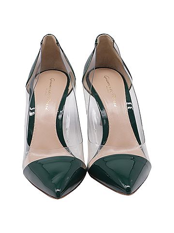 Gianvito Rossi Gianvito Rossi Plexi Pumps in Green PVC and Patent Leather  (view 2)