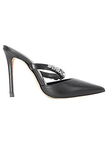 Michael Kors Michael Kors Jessa Embellished Pointed-Toe Mules in Black Leather (view 1)