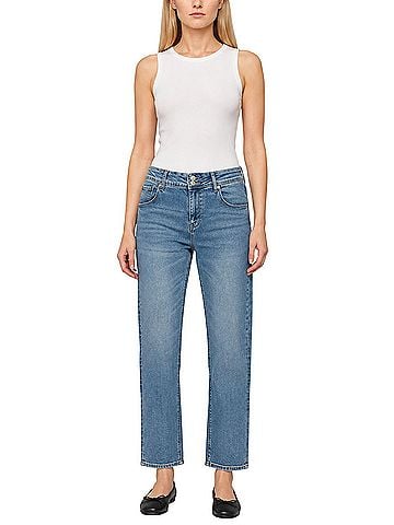 Hudson Straight Icy Blue Mid Rise Flap Back Pocket Jeans (view 1)
