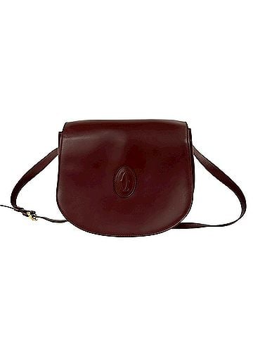 Cartier CARTIER Vintage Must Line Leather Shoulder Bag, Pouch, Sacoche, Wine Red/Bordeaux, 28059 (view 1)