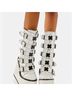 Cyrus 100% Vegan Leather White Black Boots Size 10 - photo 3