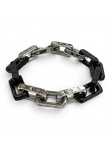 Louis Vuitton LOUIS VUITTON (Louis Vuitton) 2025 Model M00686 Monogram Chain Bracelet, Black and Silver, Size M, Women's (view 1)