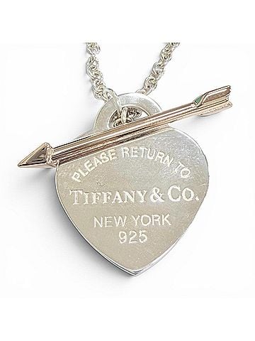Tiffany & Co. TIFFANY&Co. Tiffany 232304 Return to Lovestruck Heart Tag Necklace, Current Model, AG925 750 Silver and Gold, Weight 12.0g, Women's, Comes with Box (view 1)