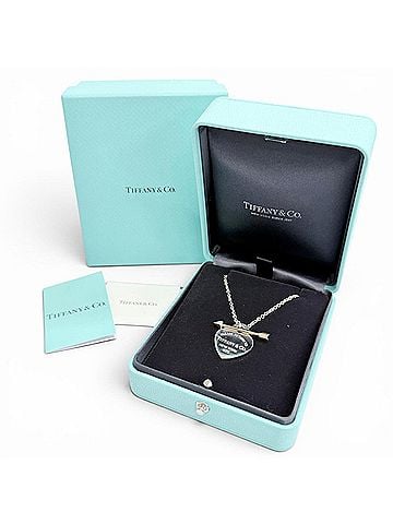 Tiffany & Co. TIFFANY&Co. Tiffany 232304 Return to Lovestruck Heart Tag Necklace, Current Model, AG925 750 Silver and Gold, Weight 12.0g, Women's, Comes with Box (view 2)