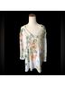 Rose + Olive 100% Polyester Floral Green Ivory Blouse Size 2X - photo 6