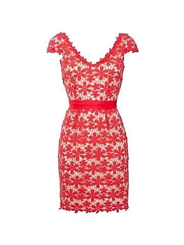 Hoss Intropia Red Lace Floral Crochet Dress Cocktail Dress (view 1)