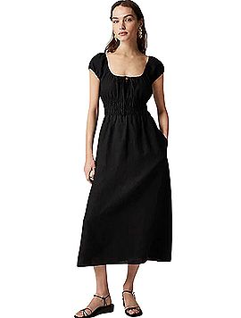 black mini dress white collar Cami Midi Dress - Black