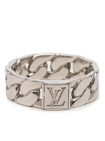 Louis Vuitton Louis Vuitton Mosaic Chain Ring, Size #L, M1533L, Silver Metal, Men's, LOUIS VUITTON (view 1)