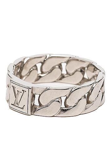 Louis Vuitton Louis Vuitton Mosaic Chain Ring, Size #L, M1533L, Silver Metal, Men's, LOUIS VUITTON (view 2)