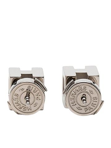 Hermès Hermes Cage d'H H-Cube Stud Earrings, Silver Metal, Women's HERMES (view 2)