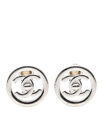 Chanel Chanel Coco Mark Turnlock Vintage Earrings 97P Silver Metal Women's CHANEL (view 1)