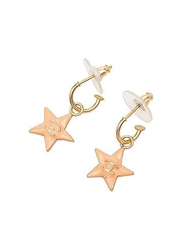 Chanel Chanel Coco Mark Star Earrings 03A Pink Beige Gold Enamel Plated Women's CHANEL (view 1)