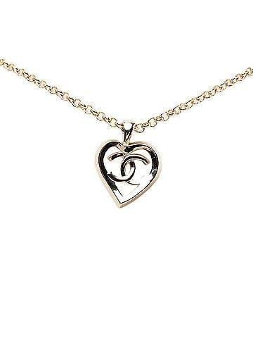 Chanel Chanel Heart Coco Mark Chain Pendant Necklace B22P Silver Metal Women's CHANEL (view 1)