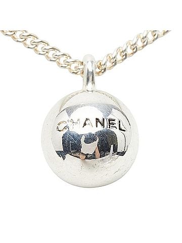 Chanel Chanel Logo Ball Necklace, Silver Metal, Women's CHANEL (view 2)