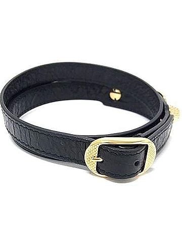 Balenciaga BALENCIAGA Giant Bracelet 236345 Black Leather Men's Women's Triple Stud (view 1)
