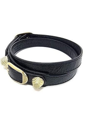 Balenciaga BALENCIAGA Giant Bracelet 236345 Black Leather Men's Women's Triple Stud (view 2)