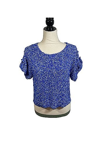 Milly Popcorn Knit Button Tab Pullover Sweater (view 1)