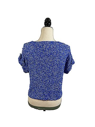 Milly Popcorn Knit Button Tab Pullover Sweater (view 2)