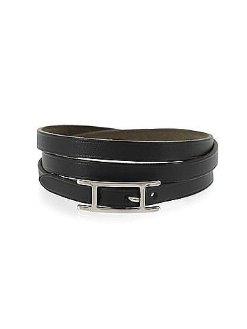 Hermès Hermes Hapi3 Bracelet, Swift leather, Black, Silver hardware. (view 1)