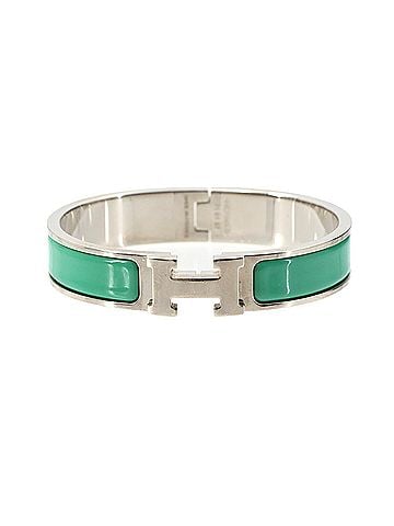 Hermès Hermes Clic H PM Bangle, Green, Silver (view 1)