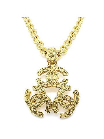 Chanel CHANEL Triple Coco Necklace, Long GP Gold Plated, Women's, 94A 295490 (view 1)