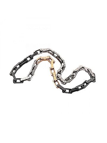 Louis Vuitton Louis Vuitton Collier Monogram Chain Necklace, Stainless Steel Jewelry, Men's, Black, Silver, Gold (view 2)