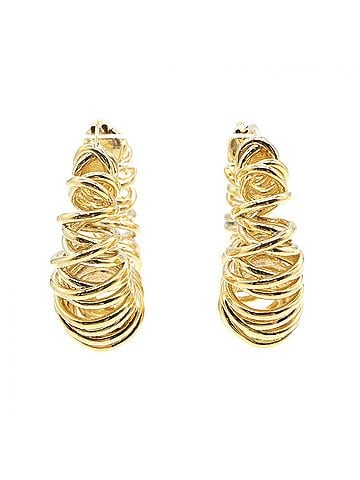 Bottega Veneta Bottega Veneta Spiral Knot Hoop Earrings, Sterling Silver 925, Gold Plated, Women's, Tone (view 1)